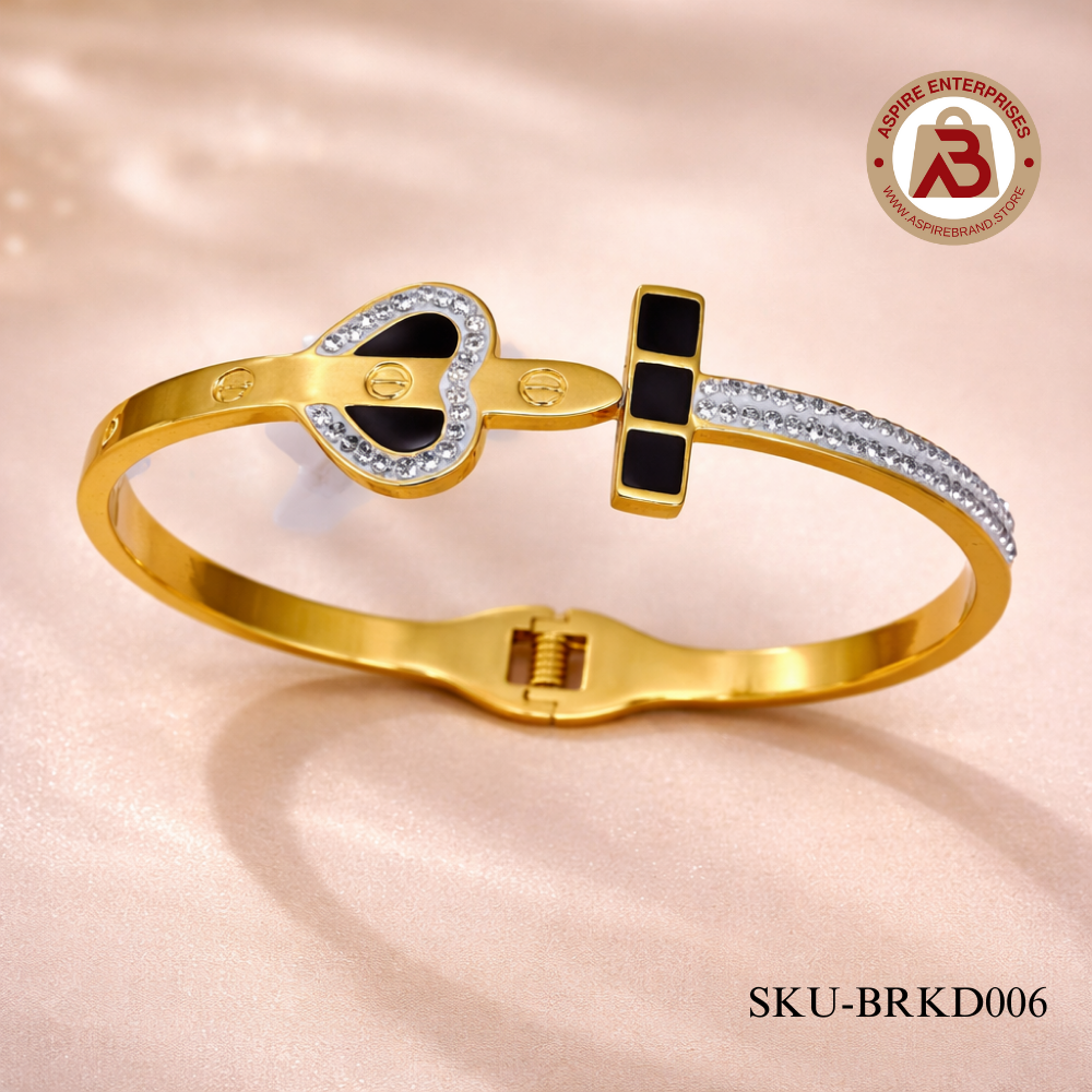 Gold-Tone Crystal Heart Designer Bracelet for Women