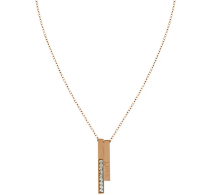 Graceful Rose Gold Diamond Love Bar Pendant Necklace