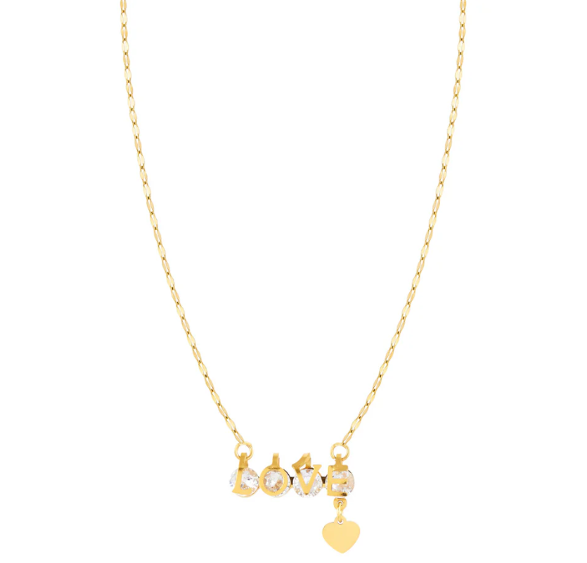 Love Zircon Studded Pendant Necklace