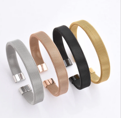 Woven Stainless Steel Cuff Bracelet For Men