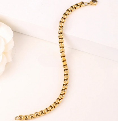 Filled Box Gold Plated Bracelet for Men (8 Inch)