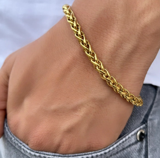 Round Wheat Bracelet For Men (8 Inch)