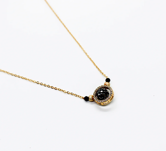 Black Diamond Ball and Black moti with Diamond Ring Mangalsutra For Women