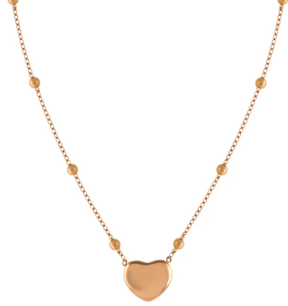 Heart Rose Gold-Tone Stainless Steel Necklace