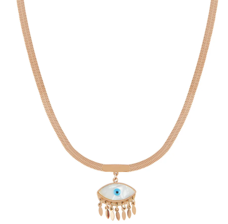 Beautiful Evil Eye Pendant Snake Rose Gold Necklace For Women