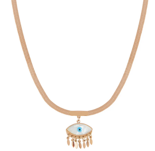 Beautiful Evil Eye Pendant Snake Rose Gold Necklace For Women