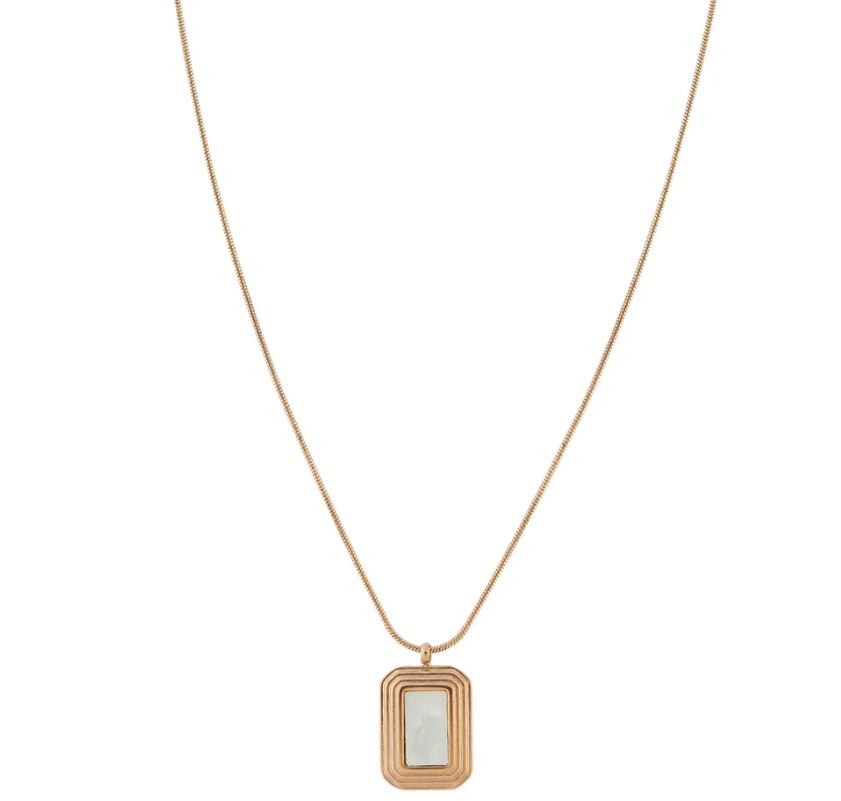 Rectangle Pearl Pendant Necklace For Women