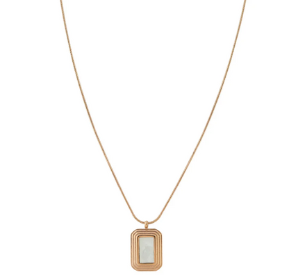 Rectangle Pearl Pendant Necklace For Women