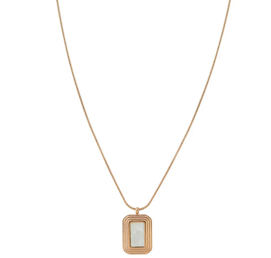 Rectangle Pearl Pendant Necklace For Women