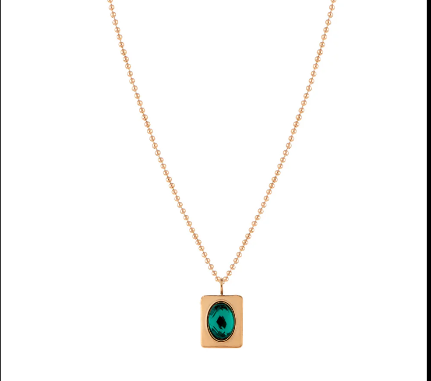 Oval Emerald Diamond Pendant Rose Gold Necklace For Women