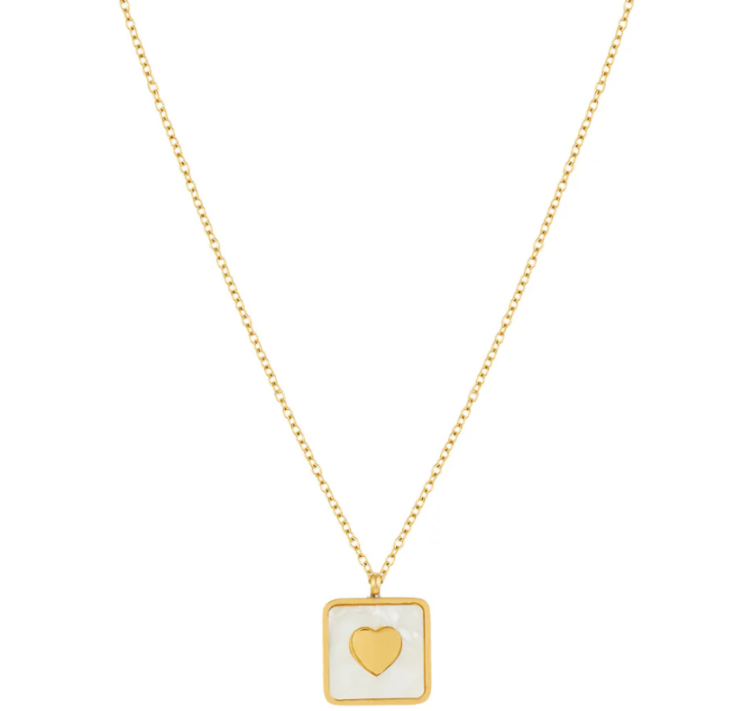 Square Heart Necklace Tarnish free