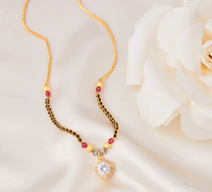 White Round Diamond Mangalsutra For Women