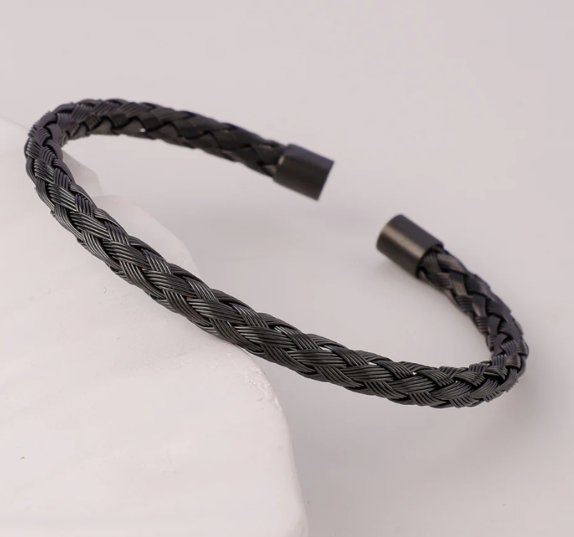 Black Fashion Charm Cuff Bracelet For Men