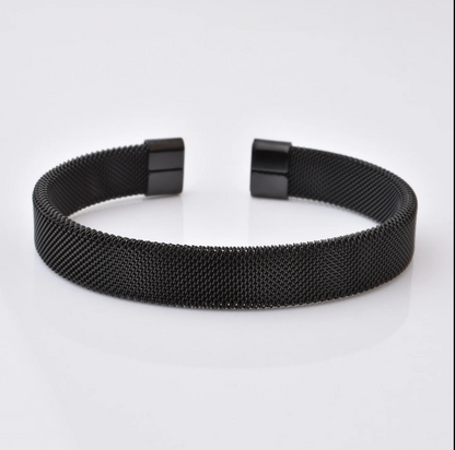 Woven Stainless Steel Cuff Bracelet For Men