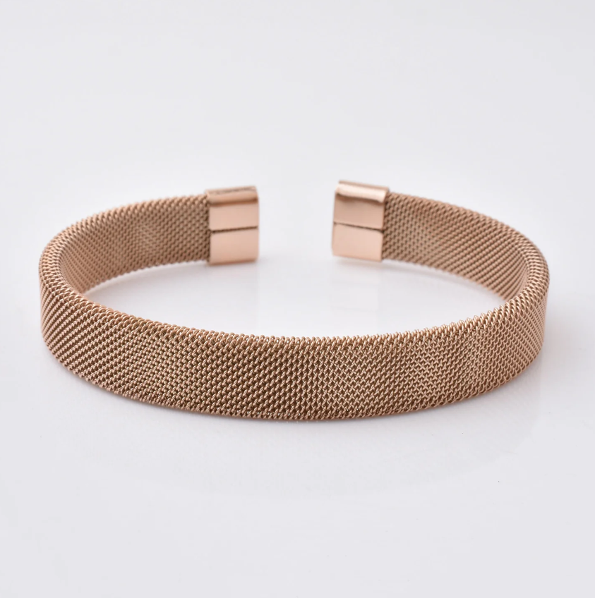 Woven Stainless Steel Cuff Bracelet For Men