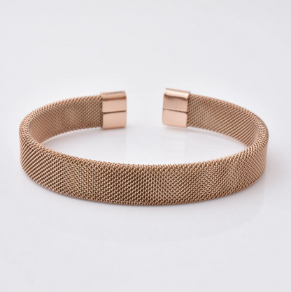 Woven Stainless Steel Cuff Bracelet For Men