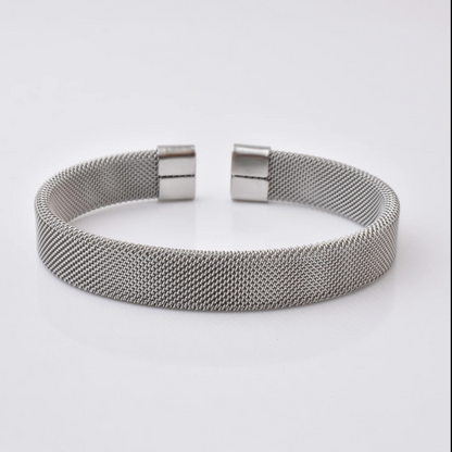 Woven Stainless Steel Cuff Bracelet For Men