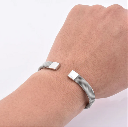 Woven Stainless Steel Cuff Bracelet For Men