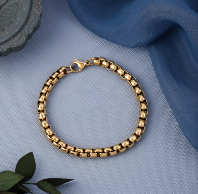 Filled Box Gold Plated Bracelet for Men (8 Inch)