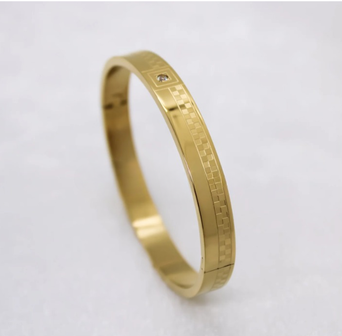 Memoir Chess Design Gold Bracelet For Men