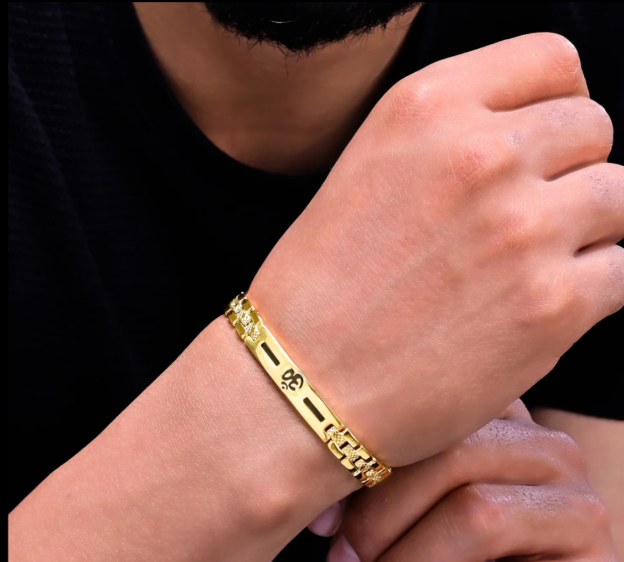 Om Loose Bracelet For Men With Black Line (8 Inch)