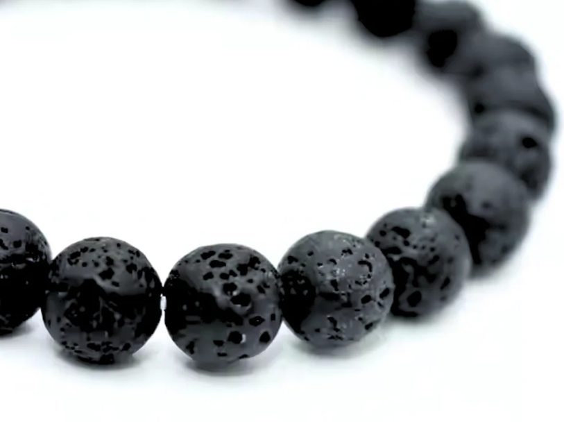 Black Lava Rock Stone Bracelet For Men