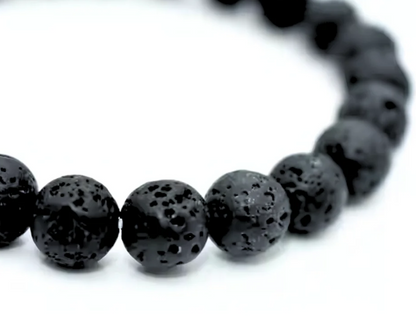 Black Lava Rock Stone Bracelet For Men