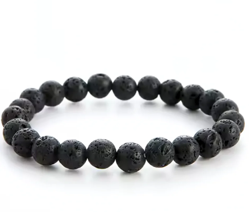 Black Lava Rock Stone Bracelet For Men