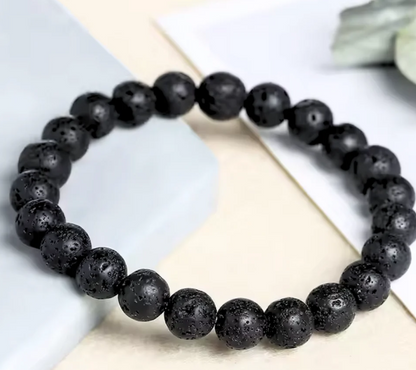 Black Lava Rock Stone Bracelet For Men