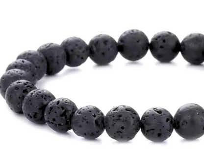 Black Lava Rock Stone Bracelet For Men