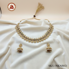 Antique Gold Temple Jewellery Chain with Coin Motifs & Jhumka Earrings