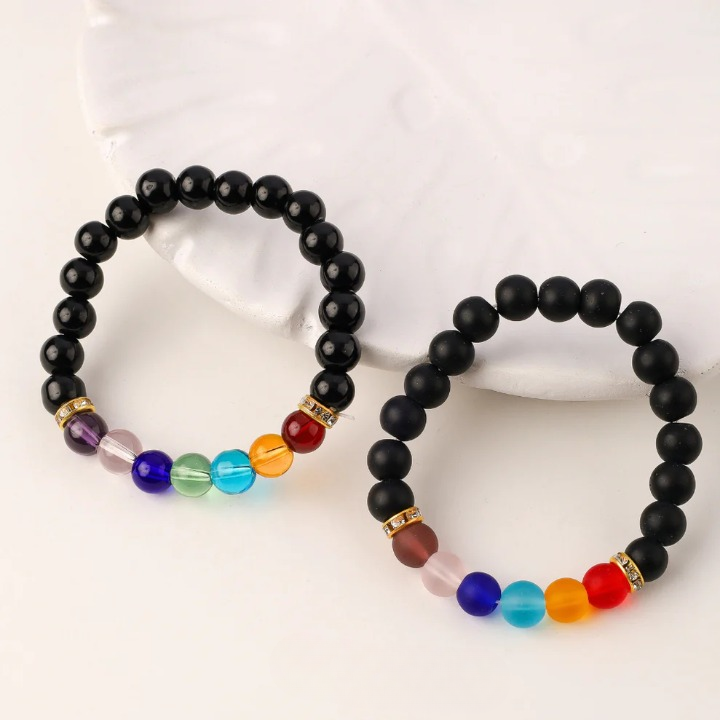 7 Chakra Black Stone Bracelet For Men Combo