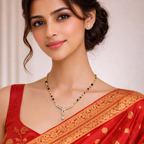 Elegant Gold-Tone Mangalsutra with Black Beads & Minimal Pendant