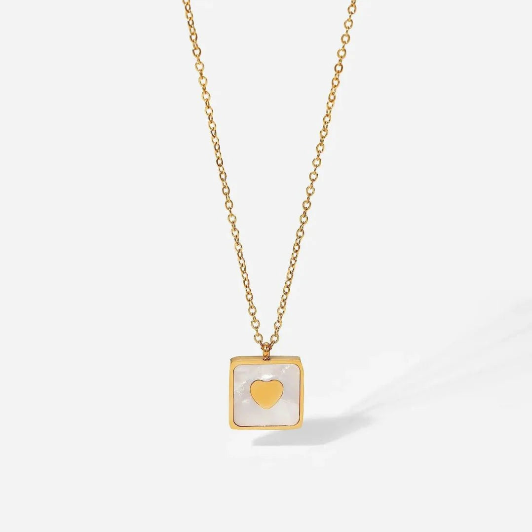 Square Heart Necklace Tarnish free