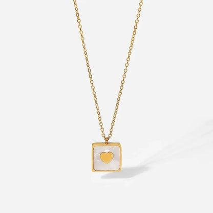 Square Heart Necklace Tarnish free