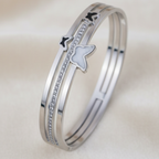 Silver-Tone Butterfly Crystal Chain Bracelet for Women