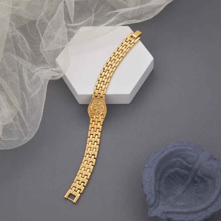 Premium Ganesh Gold Bracelet For Men (8 Inch)