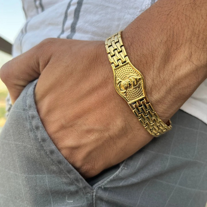 Premium Hanuman Gold Bracelet For Men (8 Inch)