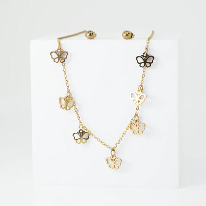 Multi Butterfly Layer Necklace and Earring Set For Women