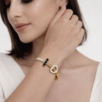 Gold-Tone Crystal Heart Designer Bracelet for Women