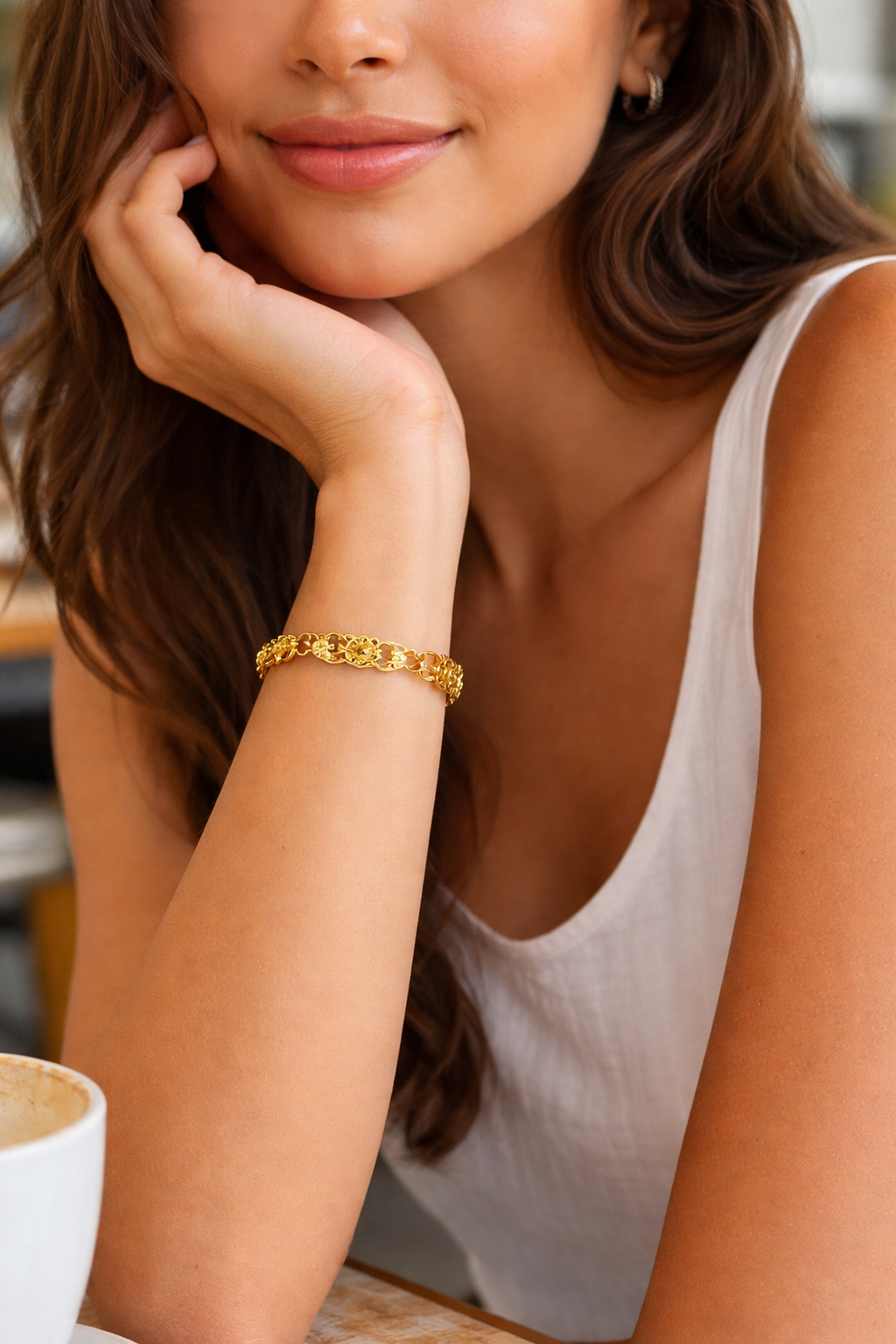 Elegant circular motif design with crystal detailing