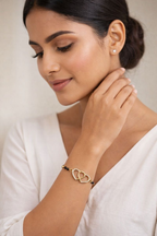 Gold-Tone Black Beads Heart Chain Bracelet