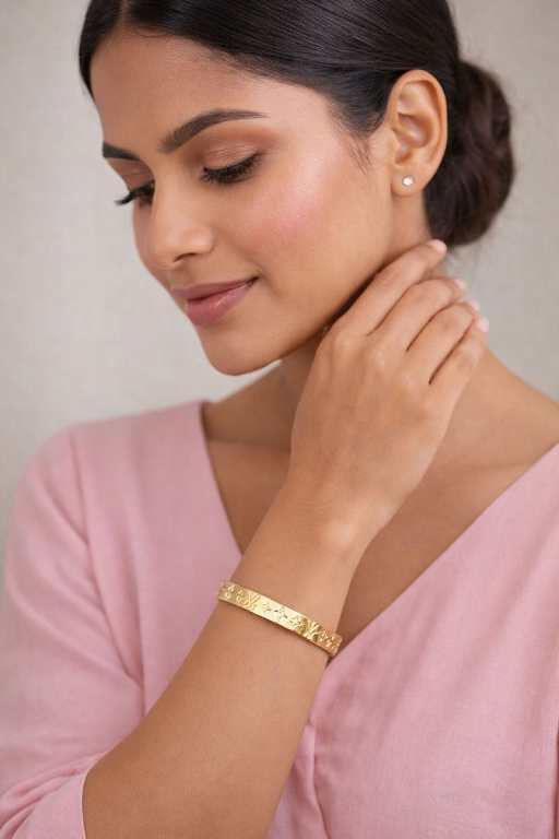 Elegant Gold Plated Kada Bracelet