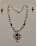 Elegant Pearl & Green Stone Pendant Necklace