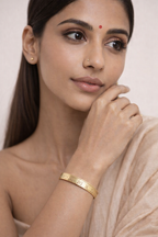 Classic Roman Numeral Gold Finish Kada Bracelet