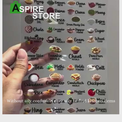 3D Waterproof Kitchen Spice Jar Label Stickers (Pack of 1 - 60 Stickers)